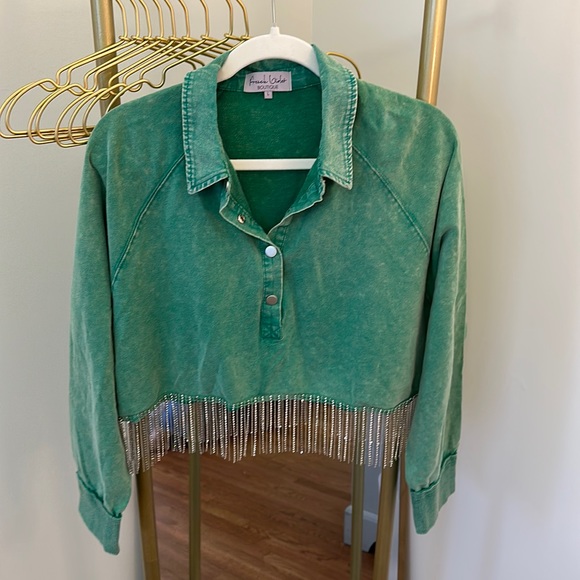 french violet Tops - Cropped rhinestone top